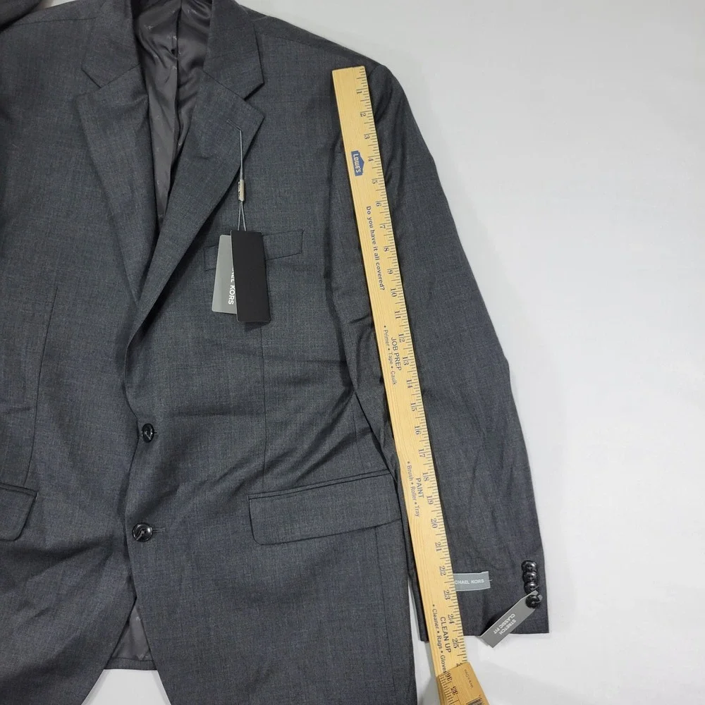 Michael Kors Mens Sport Coat Blazer Two Button Gray Sharkskin Wool Blend 43R NEW